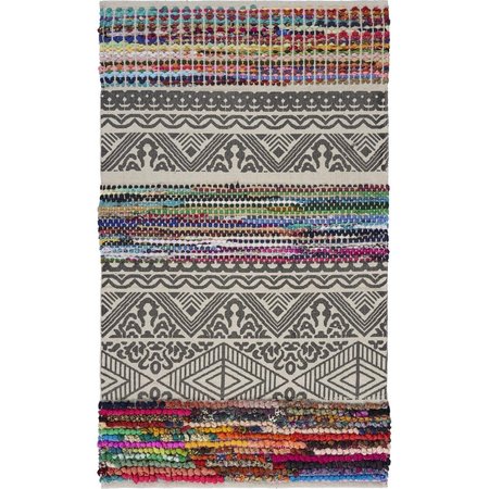 LR RESOURCES LR Resources SPECI04194MLT3050 Chindi & Geometric Block Rectangle Area Rug SPECI04194MLT3050